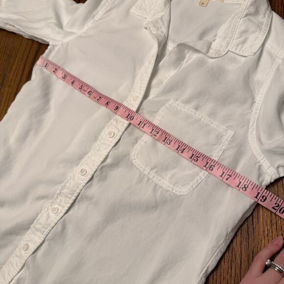 Cloth & Stone White Button Down Shirt Small Lightweight Roll Tab Long Sleeve - Picture 6 of 8